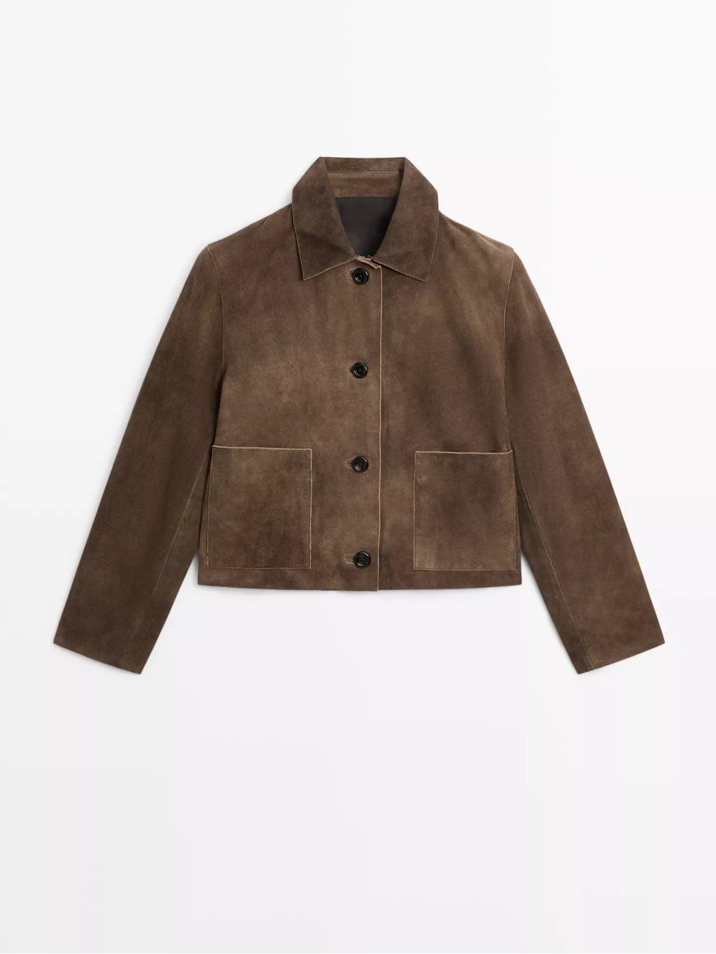 Massimo Dutti Classic Brown Suede Button-Front Jacket — image 3 of 8